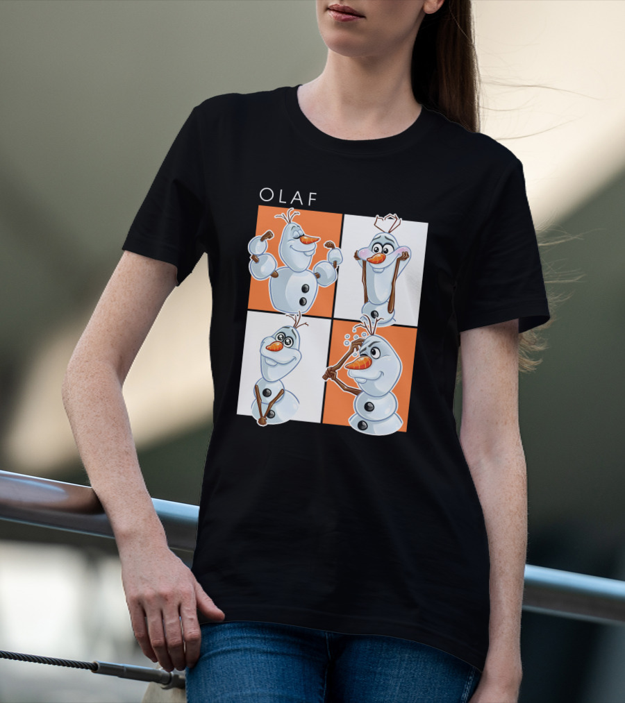 Olaf Snowman Character Expression Panels T-Shirt