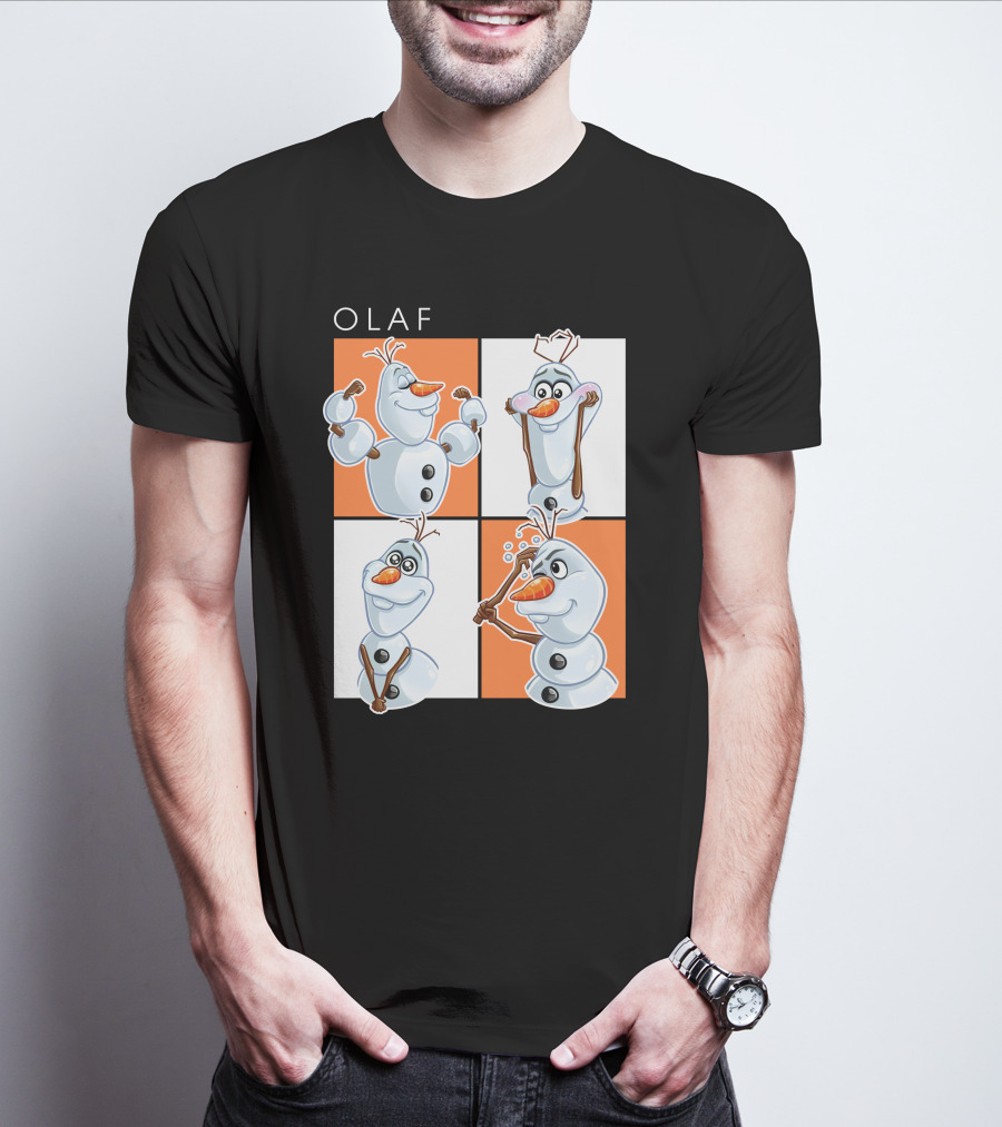 Olaf Snowman Character Expression Panels T-Shirt