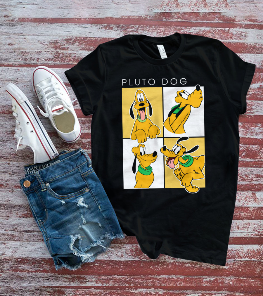 Pluto Dog Playful Expressions Collage T-Shirt