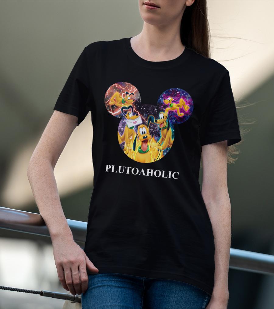 Plutoaholic Pluto Character Cosmic Adventure Mickey Ears T-Shirt