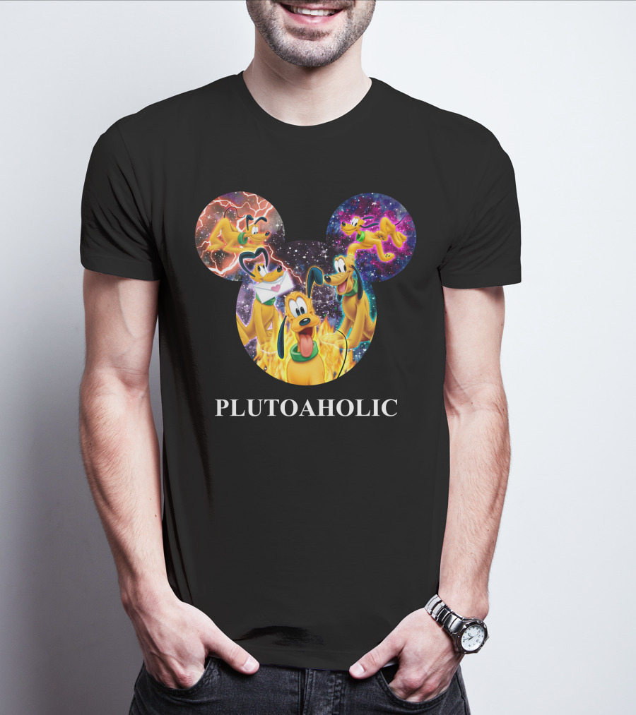 Plutoaholic Pluto Character Cosmic Adventure Mickey Ears T-Shirt