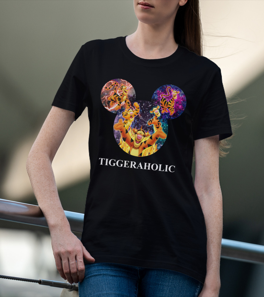 Tiggeraholic Tigger In Disney Mickey Mouse Head Galaxy T-Shirt