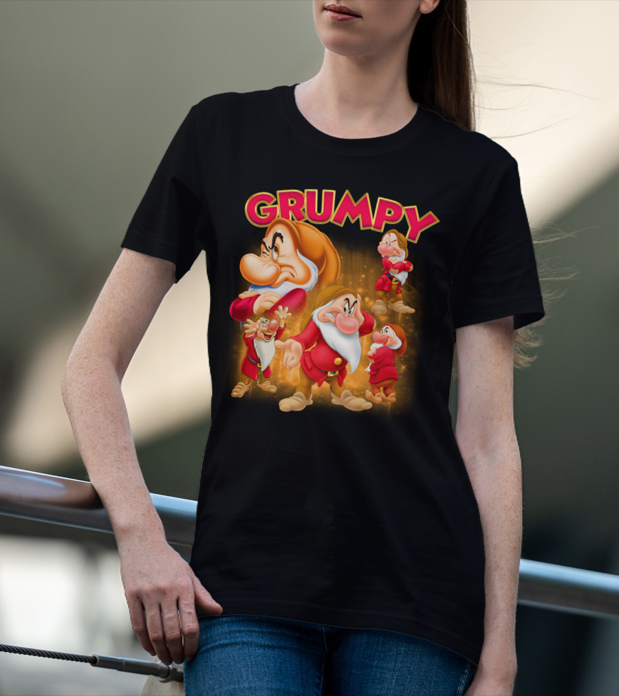 Grumpy The Dwarf Classic Character Expression Montage T-Shirt