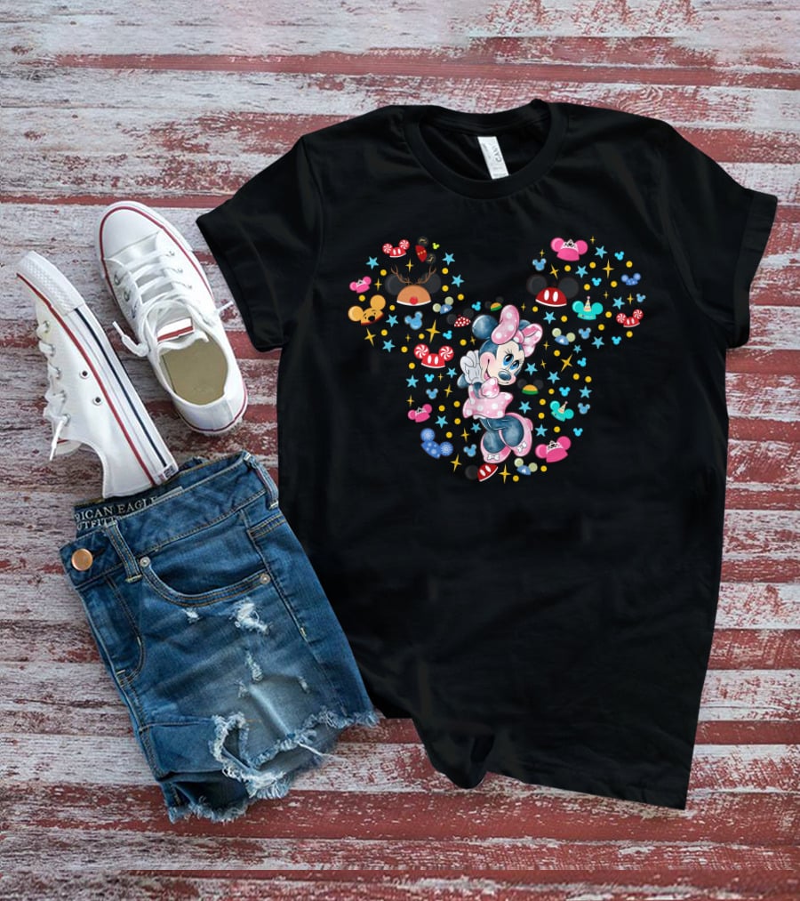 Minnie Mouse Iconic Bow Polka Dots And Mickey Ears Celebration T-Shirt