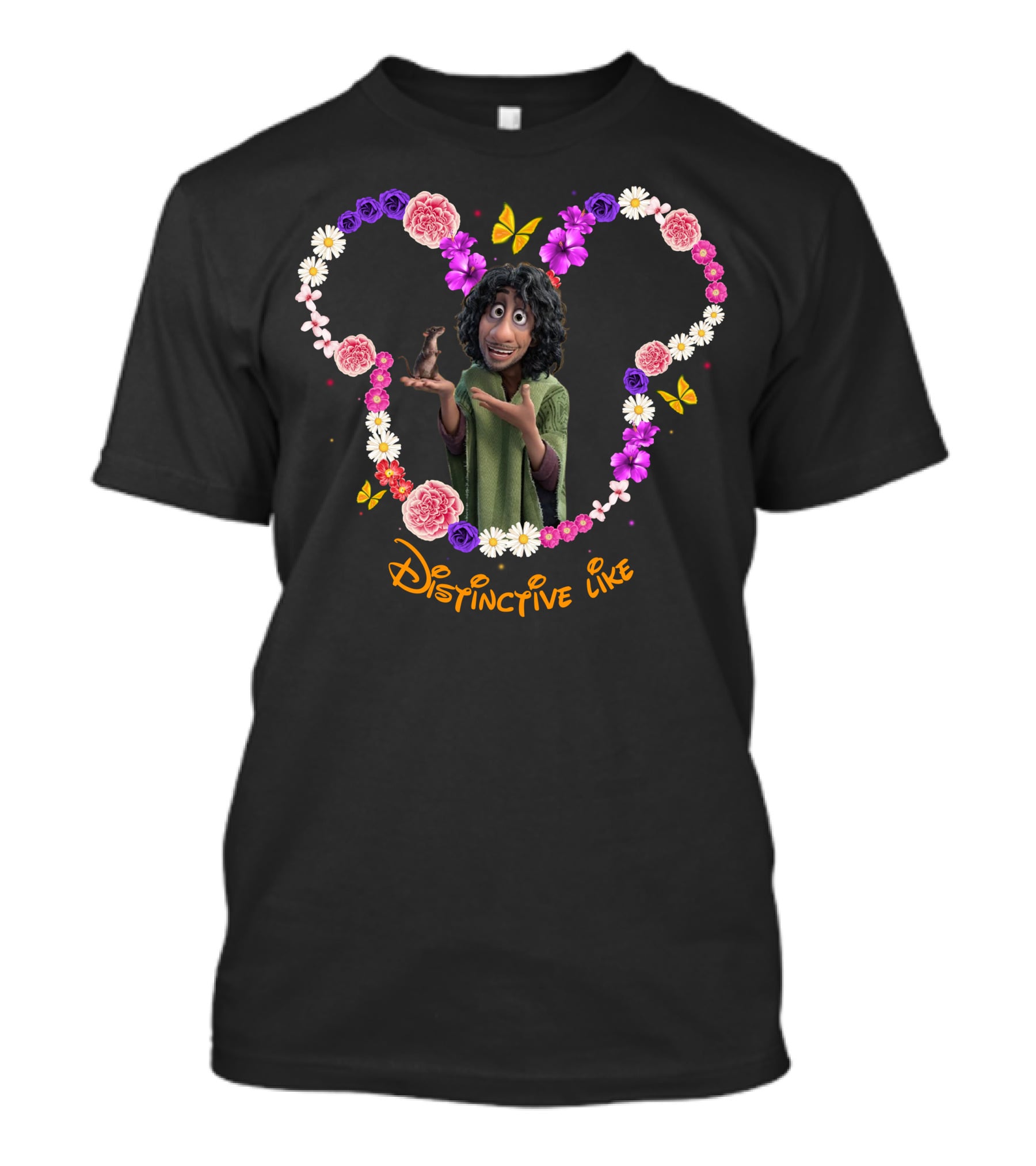 Distinctive Like Bruno With Colorful Floral Heart And Butterflies T-Shirt