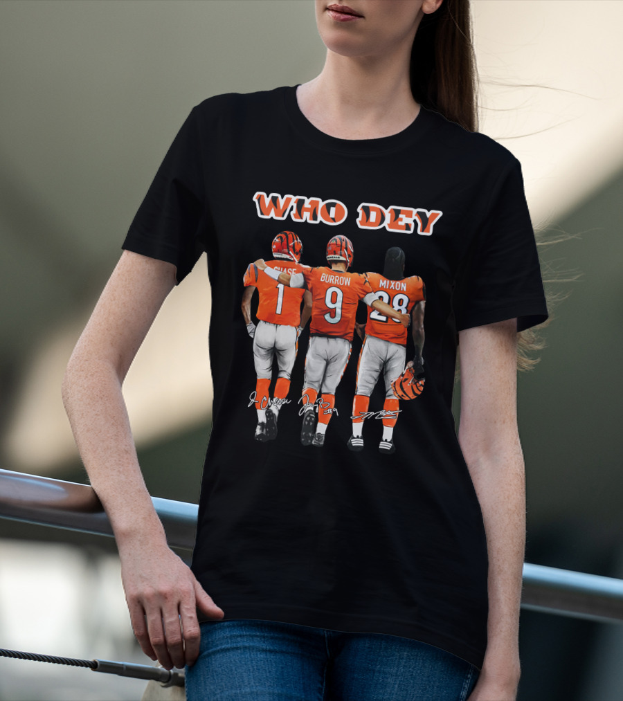 WHO DEY Chase Burrow Mixon Bengals Football Team T-Shirt