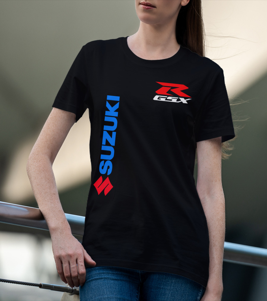 SUZUKI GSX-R Vertical Blue Red Logo Branding T-Shirt