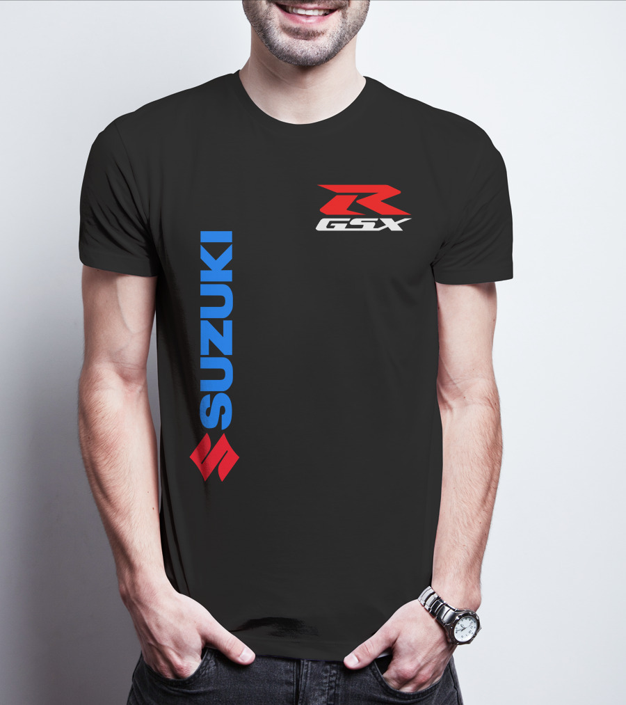 SUZUKI GSX-R Vertical Blue Red Logo Branding T-Shirt
