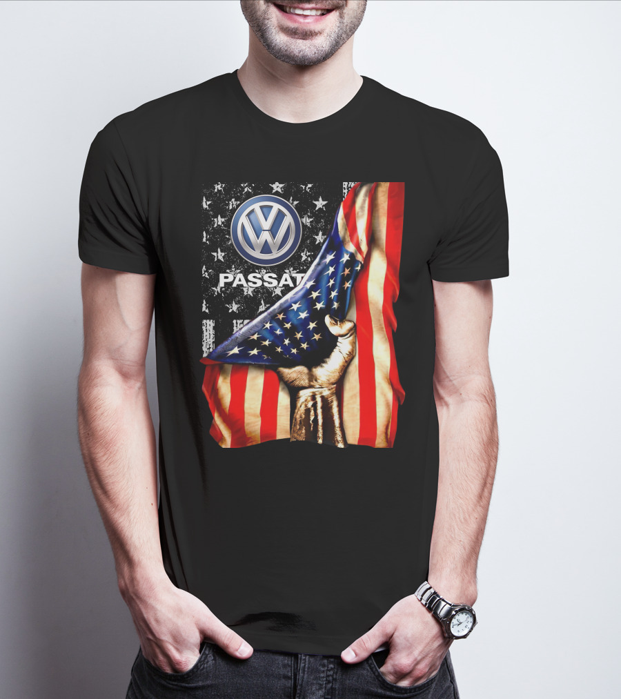 Volkswagen Passat American Flag Stars And Stripes Fist T-Shirt