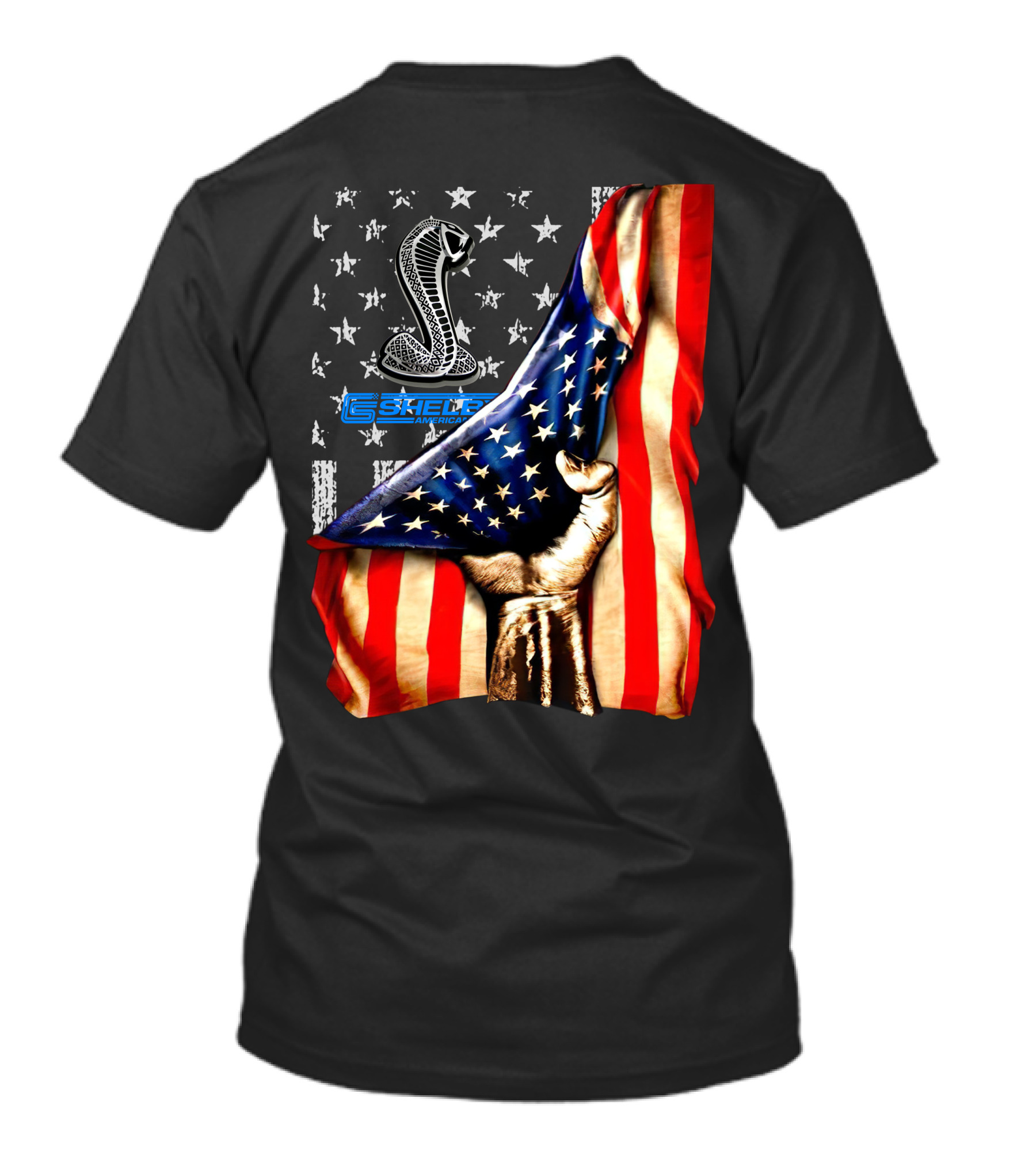 SHELBY AMERICA FLAG COBRA STAR SYMBOL FIST GRIP T-Shirt