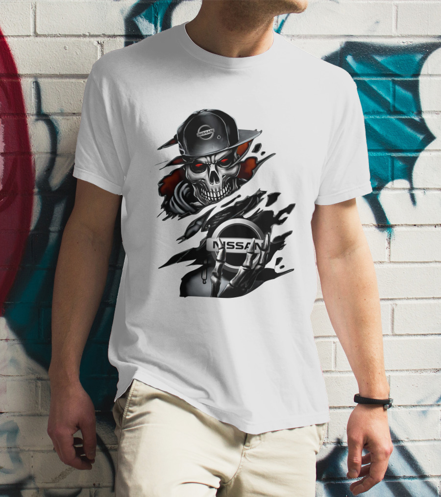 Nissan Navara Skeleton Graphic With Logo And Cap T-Shirt