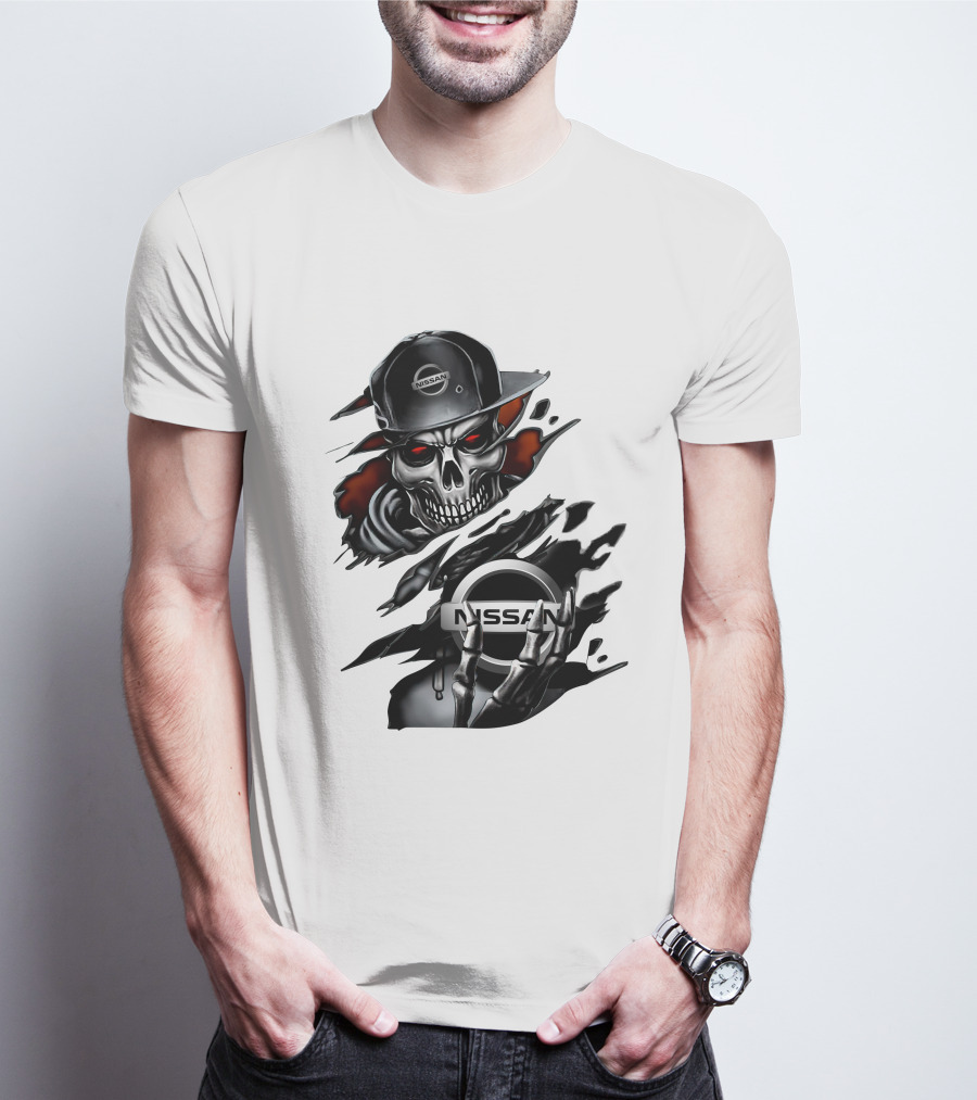 Nissan Navara Skeleton Graphic With Logo And Cap T-Shirt