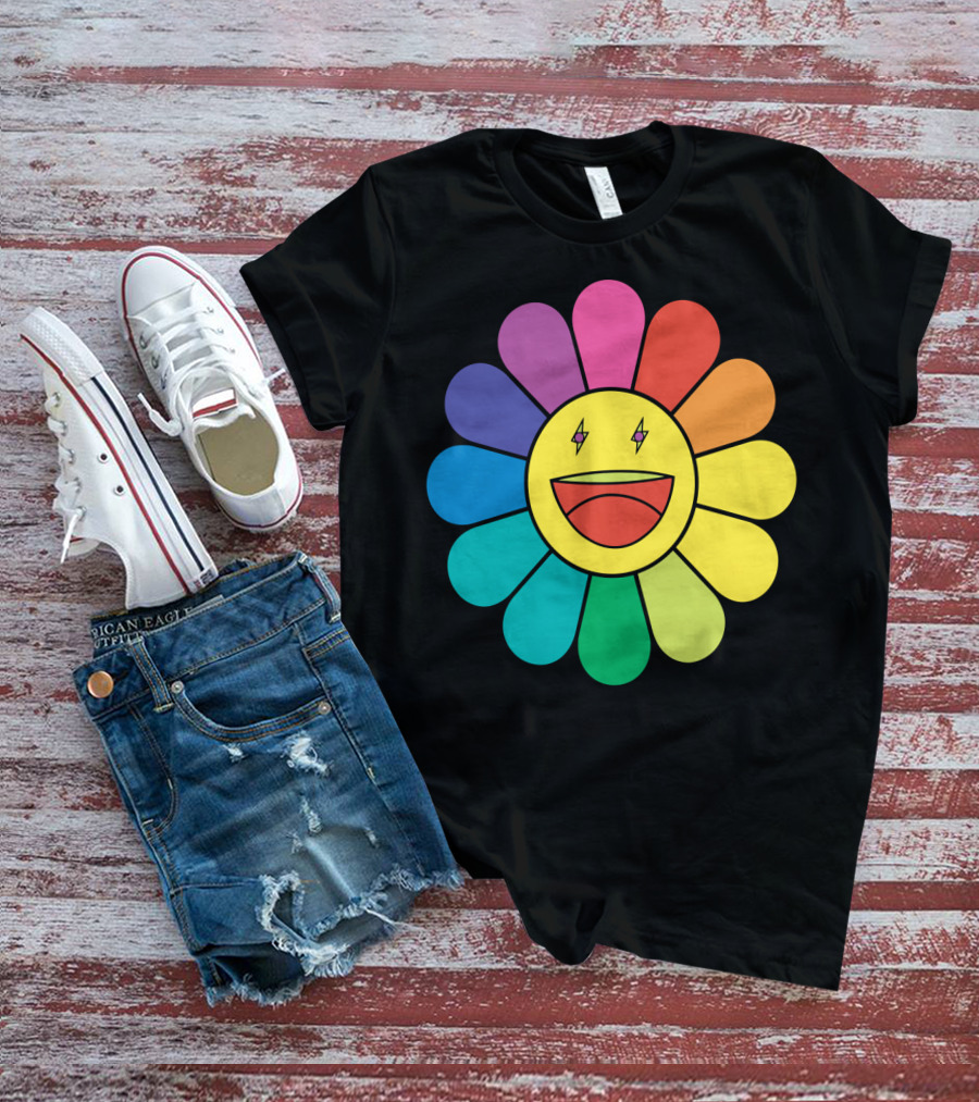 J Balvin Colores Rainbow Flower Smiley Face T-Shirt