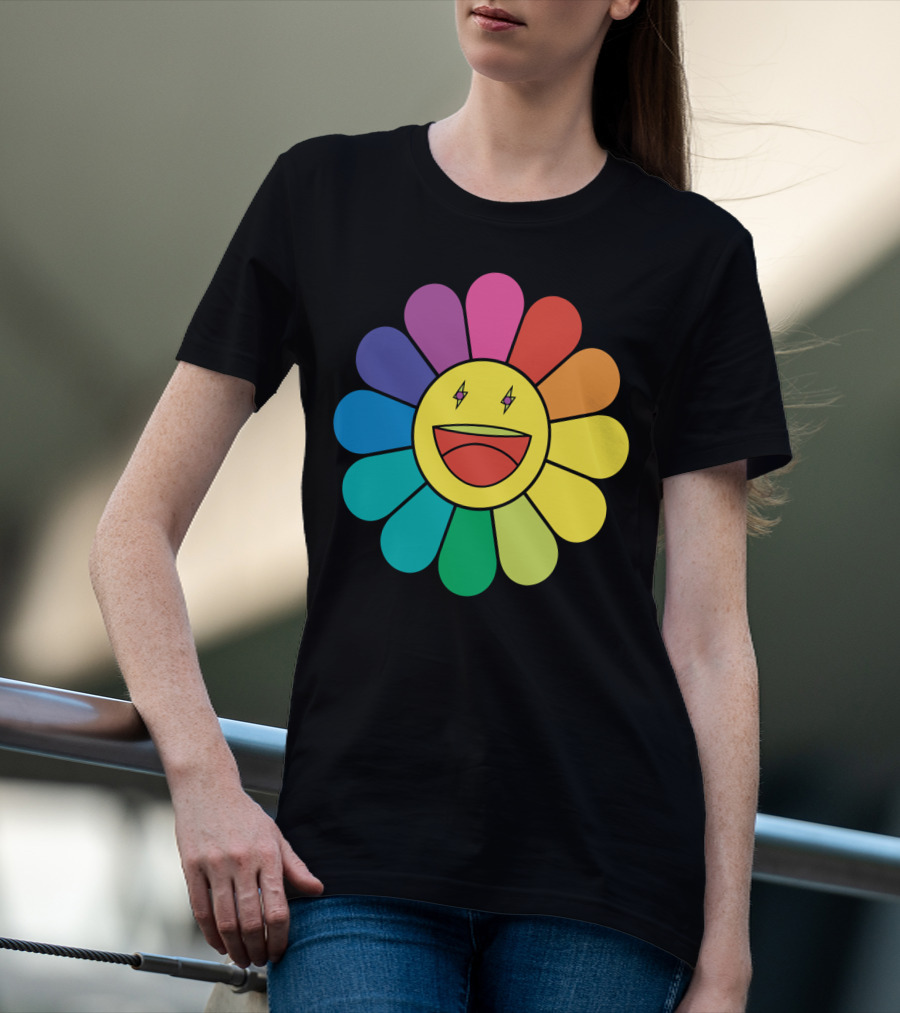 J Balvin Colores Rainbow Flower Smiley Face T-Shirt