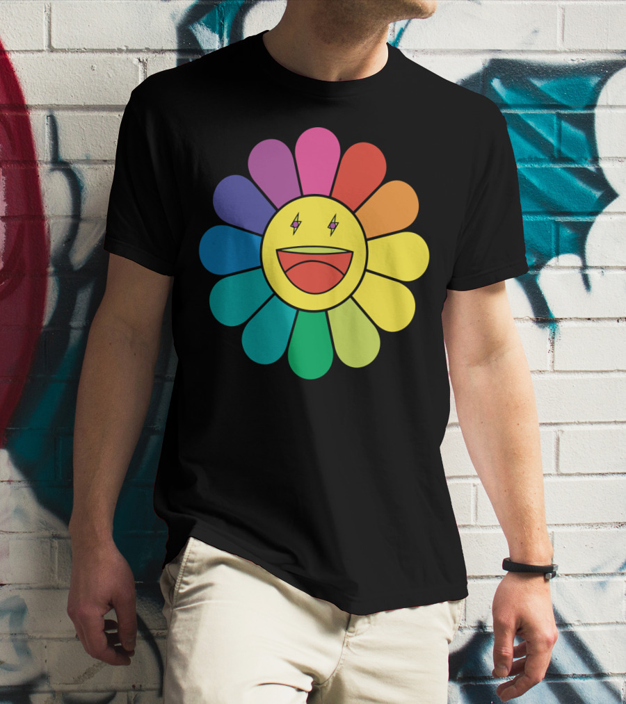 J Balvin Colores Rainbow Flower Smiley Face T-Shirt