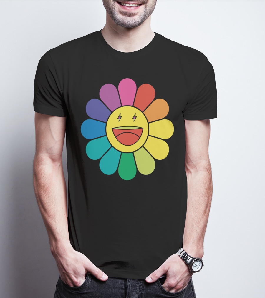 J Balvin Colores Rainbow Flower Smiley Face T-Shirt