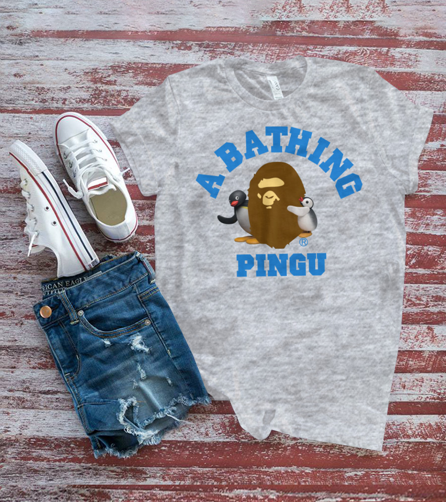 A Bathing Ape Pingu Collaboration Featuring Iconic Characters T-Shirt
