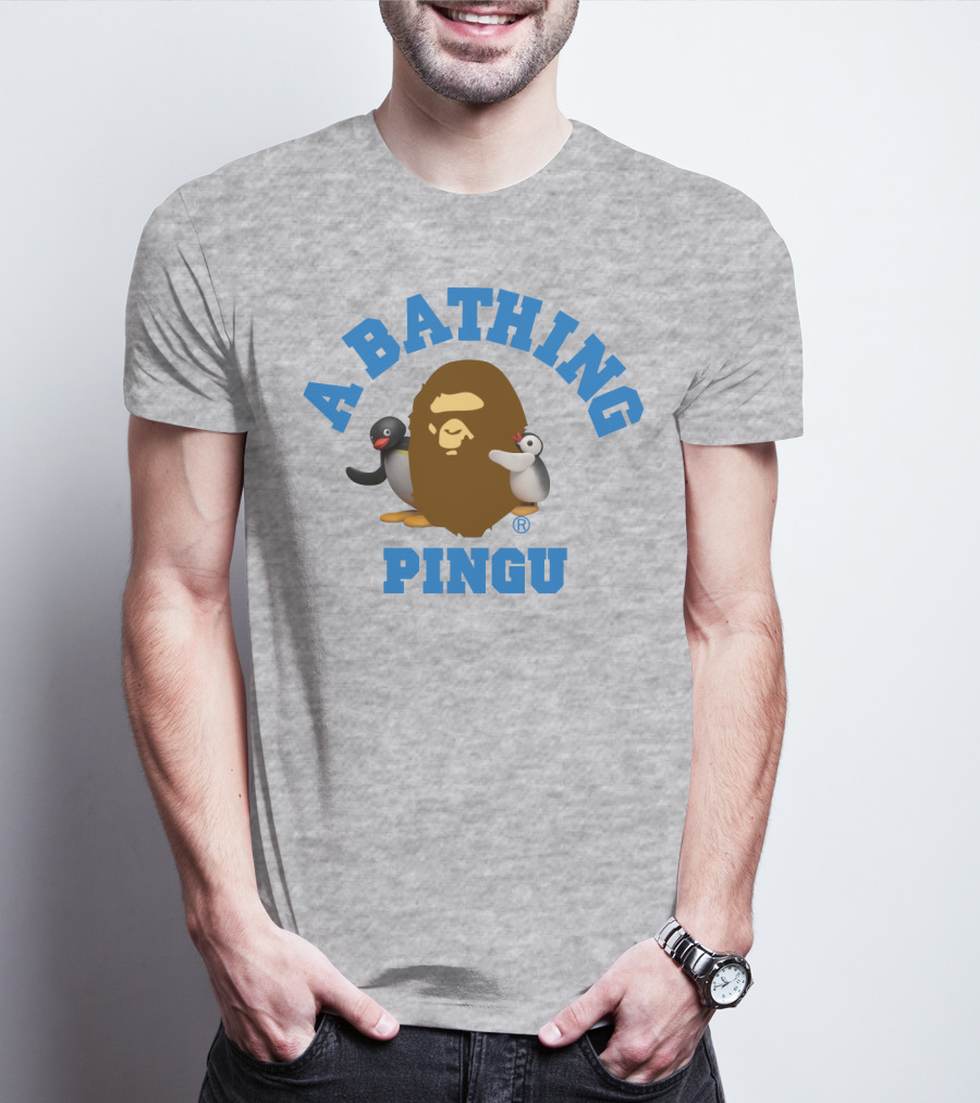 A Bathing Ape Pingu Collaboration Featuring Iconic Characters T-Shirt