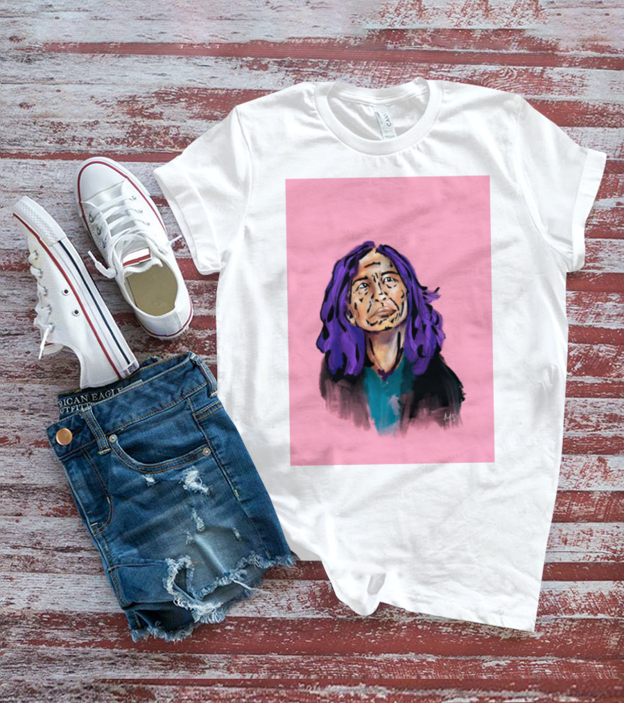 Emergency Fundraising Purple Haired Person On Pink Background T-Shirt