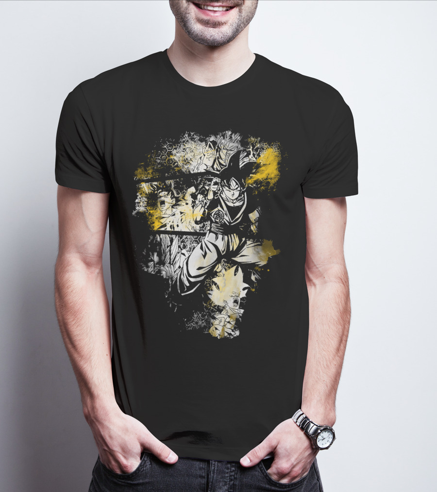Grunge Instinct Goku Super Saiyan Yellow And Black Elements T-Shirt
