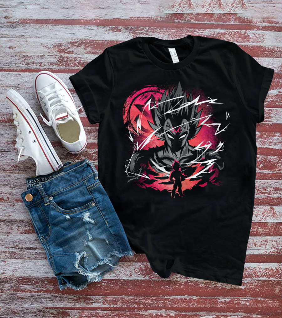 Majin Saiyan Prince Power Surge With Red Aura And Lightning T-Shirt