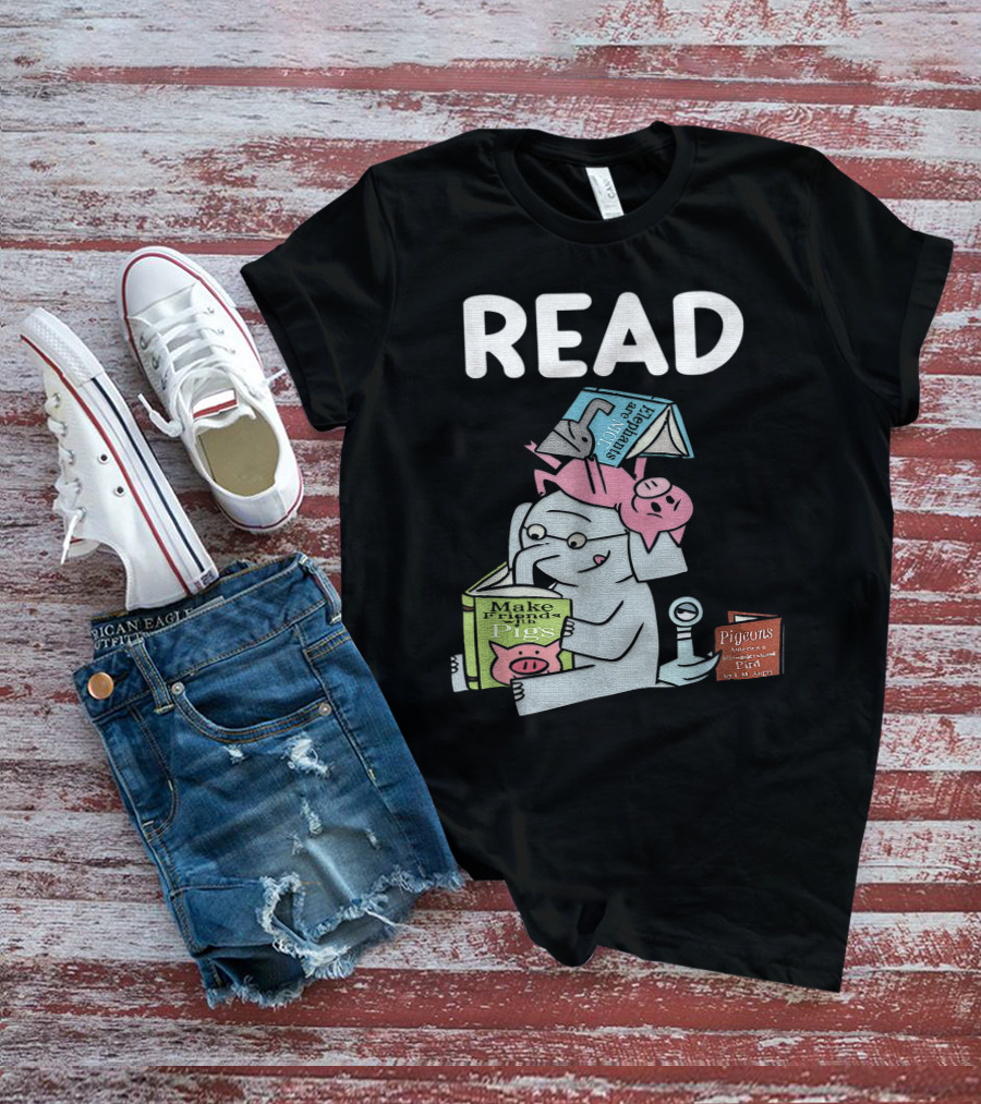 READ Make Friends Pigs Piggie Elephant Pigeons Trix Willems T-Shirt