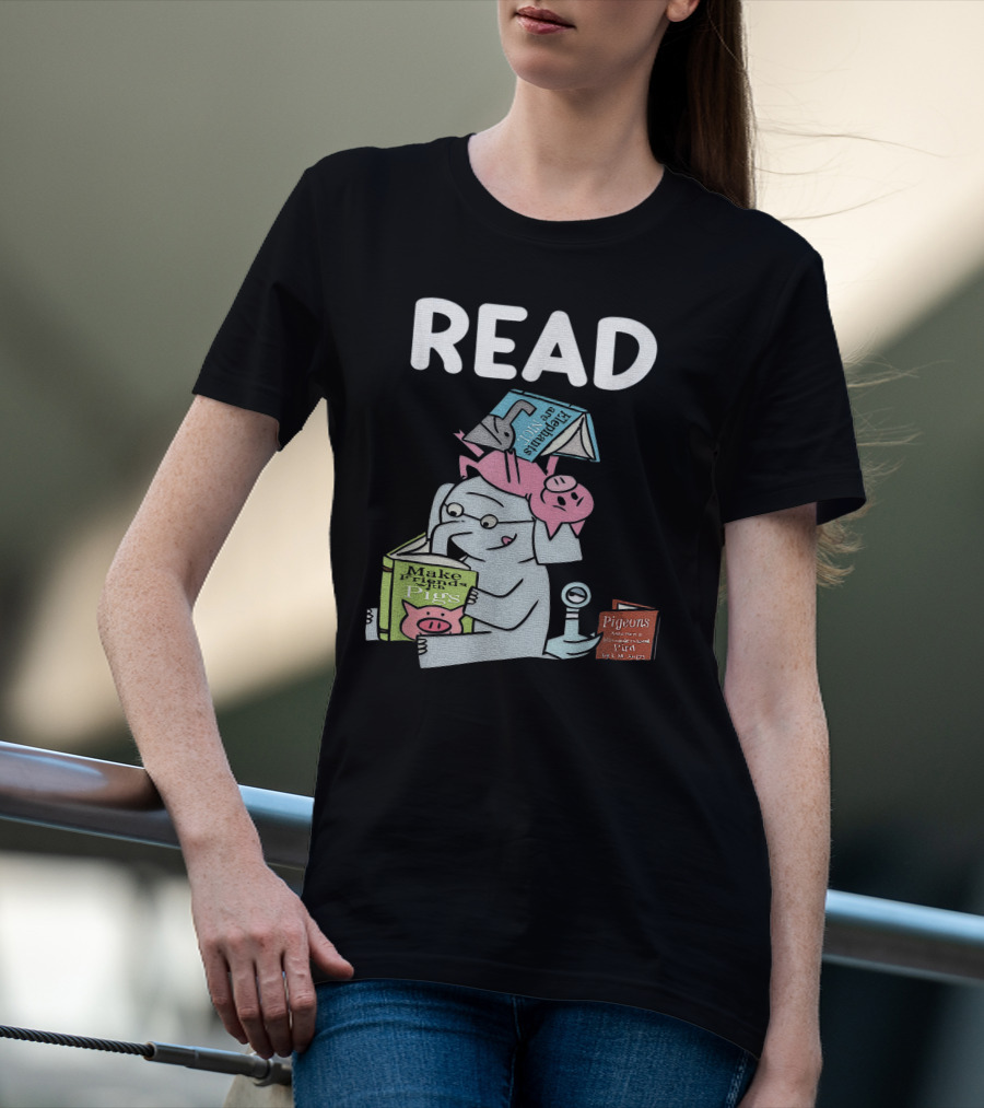 READ Make Friends Pigs Piggie Elephant Pigeons Trix Willems T-Shirt