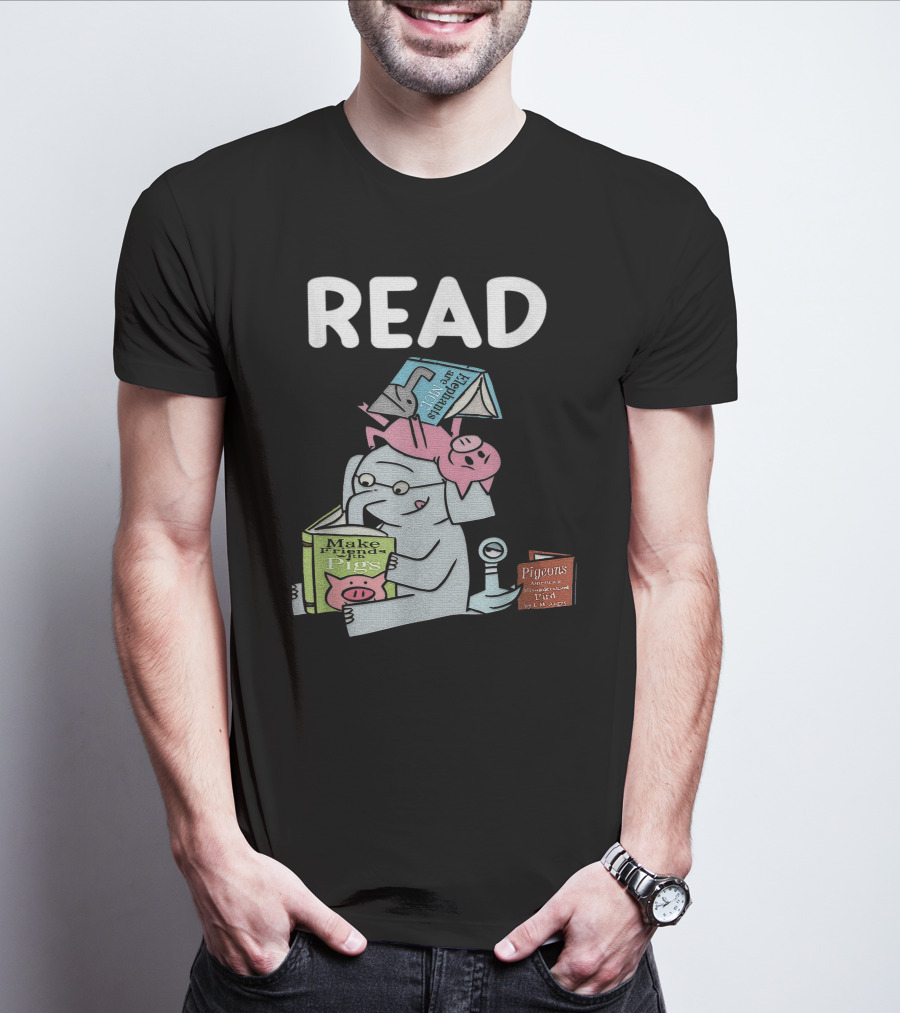 READ Make Friends Pigs Piggie Elephant Pigeons Trix Willems T-Shirt