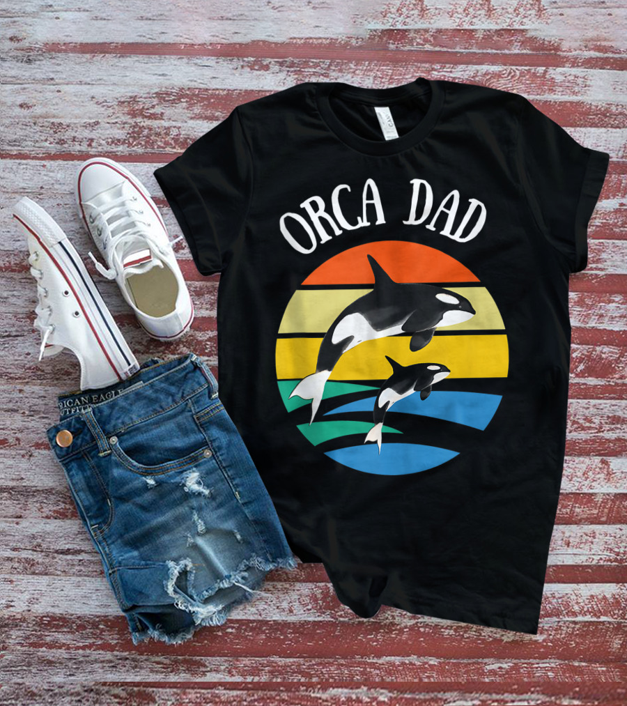 Orca Dad Vintage Sunset 80s T-Shirt
