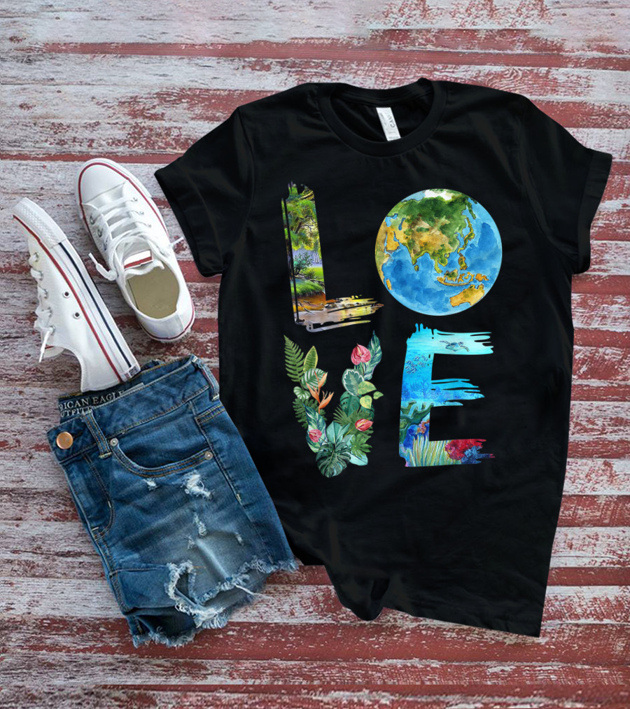 Love The Earth Kids Teacher Earth Day Everyday Environment Nature-Inspired Earth Elements T-Shirt