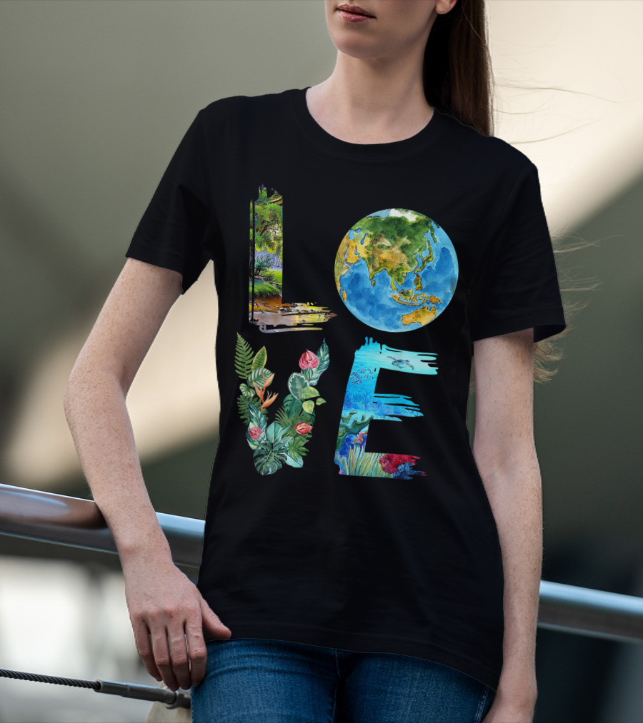Love The Earth Kids Teacher Earth Day Everyday Environment Nature-Inspired Earth Elements T-Shirt