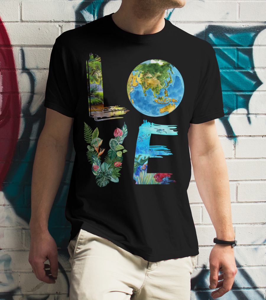 Love The Earth Kids Teacher Earth Day Everyday Environment Nature-Inspired Earth Elements T-Shirt