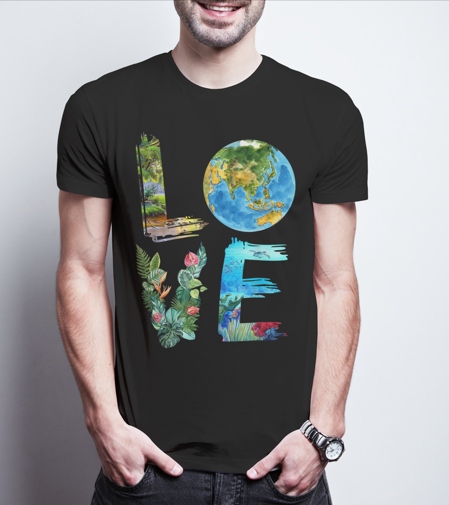 Love The Earth Kids Teacher Earth Day Everyday Environment Nature-Inspired Earth Elements T-Shirt
