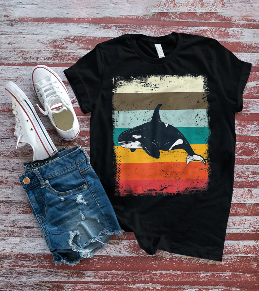 Retro Orca Vintage Stripes T-Shirt