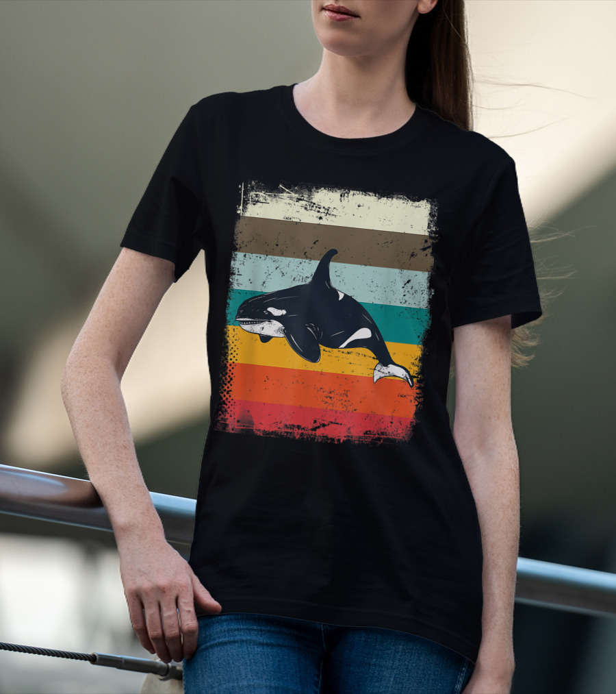 Retro Orca Vintage Stripes T-Shirt