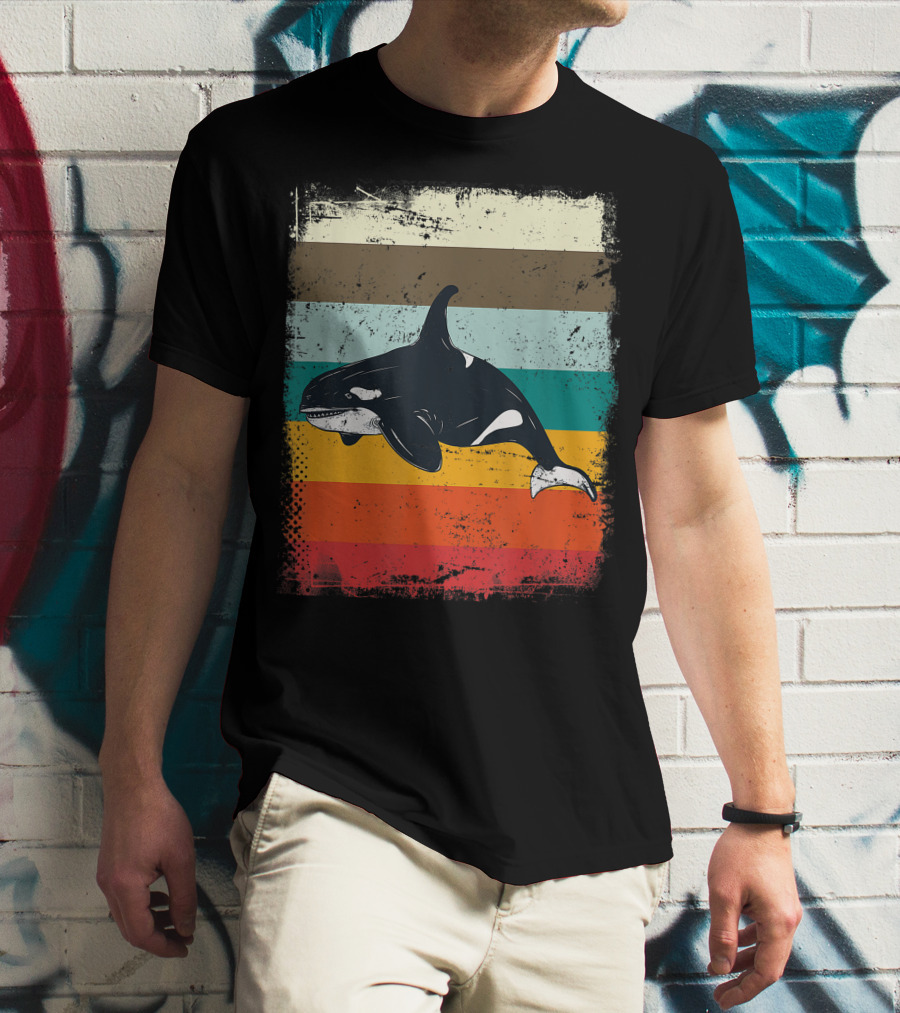 Retro Orca Vintage Stripes T-Shirt