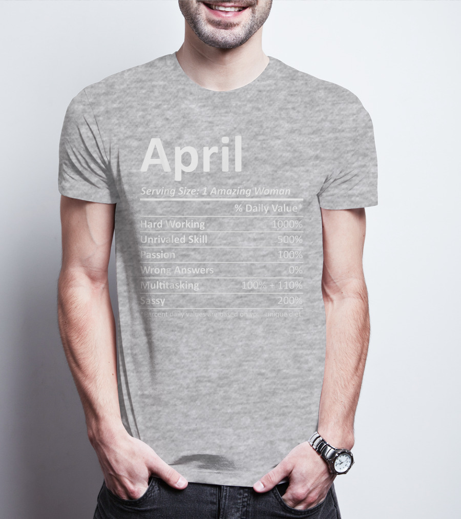 April Nutrition Facts Personalized Name Funny Christmas Gift Idea T-Shirt
