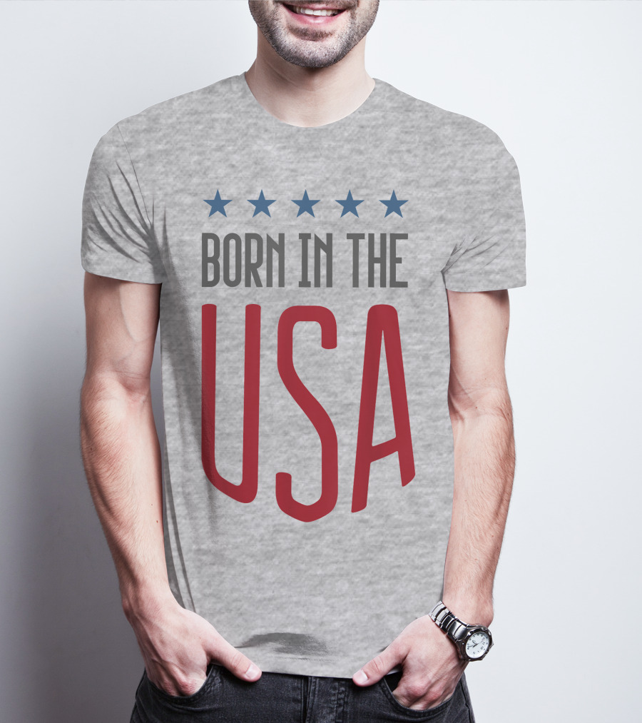 Born In The USA Patriotic Stars Banner T-Shirt