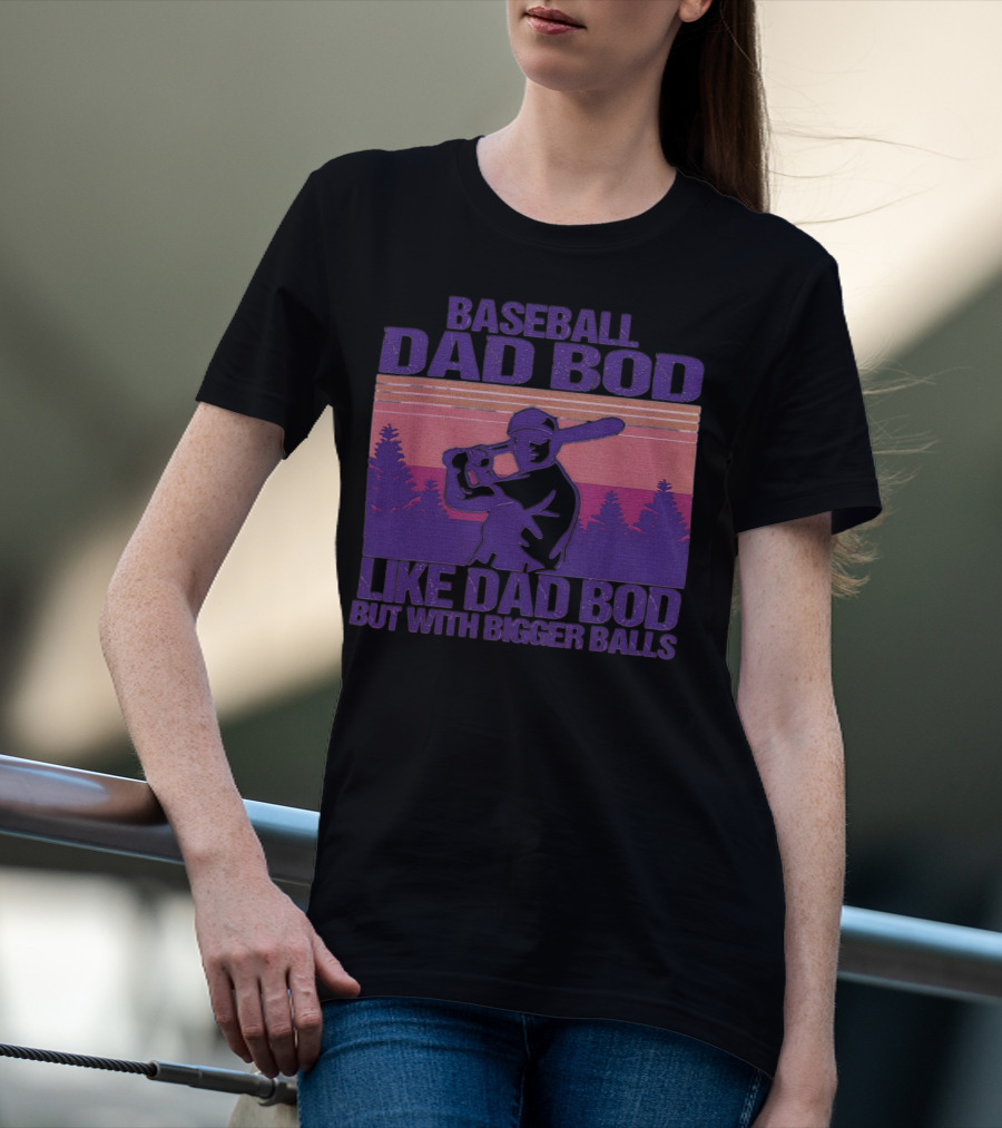Baseball Dad Bod Like Dad Bod But With Bigger Balls Vintage Sunset Batter T-Shirt