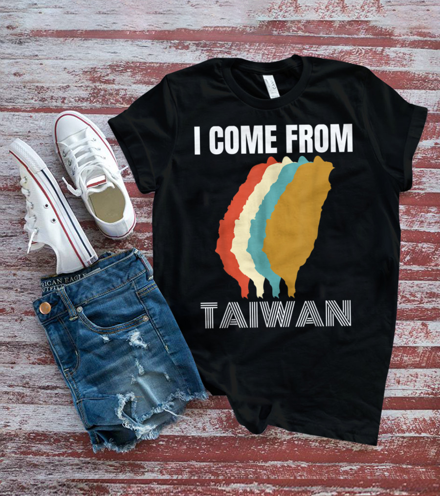 I Come From Taiwan Colorful Silhouette Map T-Shirt
