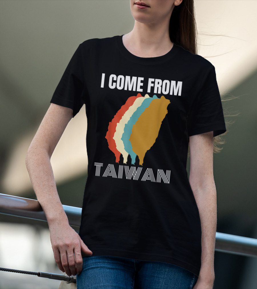I Come From Taiwan Colorful Silhouette Map T-Shirt