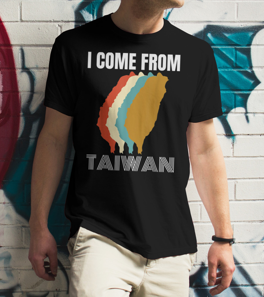 I Come From Taiwan Colorful Silhouette Map T-Shirt