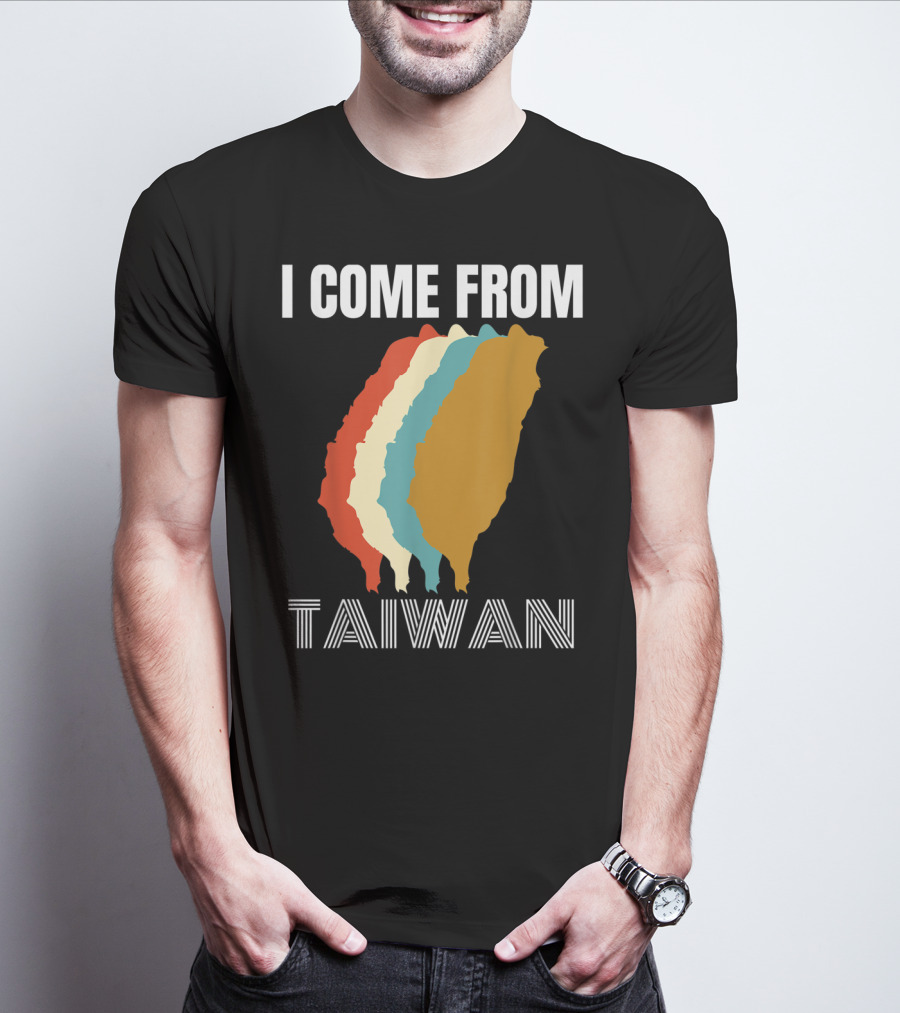 I Come From Taiwan Colorful Silhouette Map T-Shirt