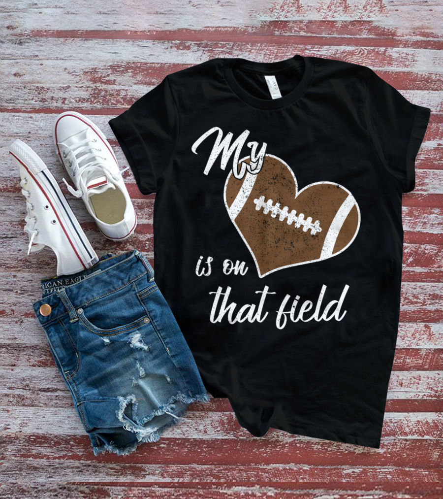 My Heart Is On That Field Football Grandparent T-Shirt