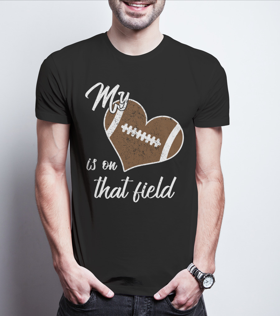 My Heart Is On That Field Football Grandparent T-Shirt