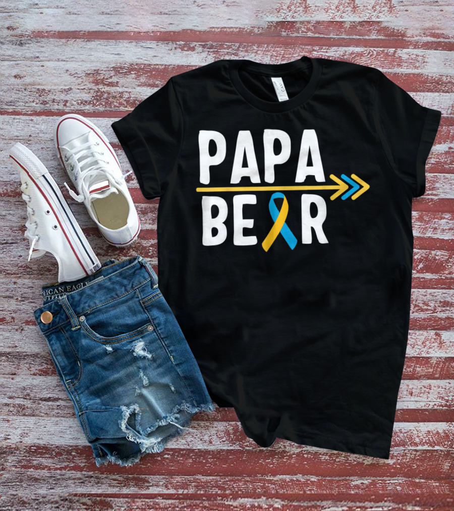 Papa Bear Down Syndrome Warrior Awareness Trisomy T-Shirt