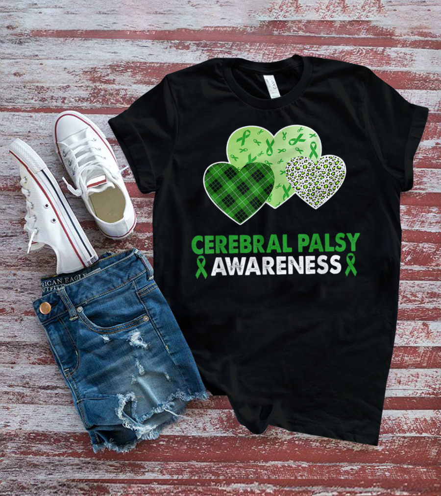 Cerebral Palsy Awareness Heart Leopard Plaid T-Shirt