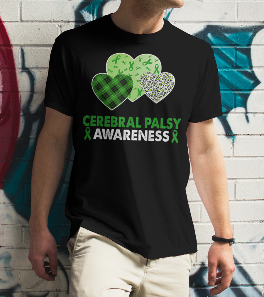 Cerebral Palsy Awareness Heart Leopard Plaid T-Shirt