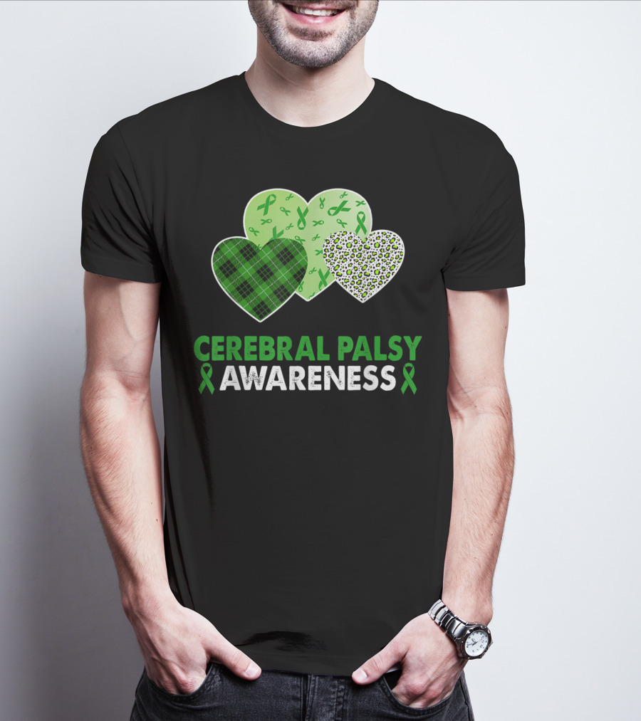 Cerebral Palsy Awareness Heart Leopard Plaid T-Shirt