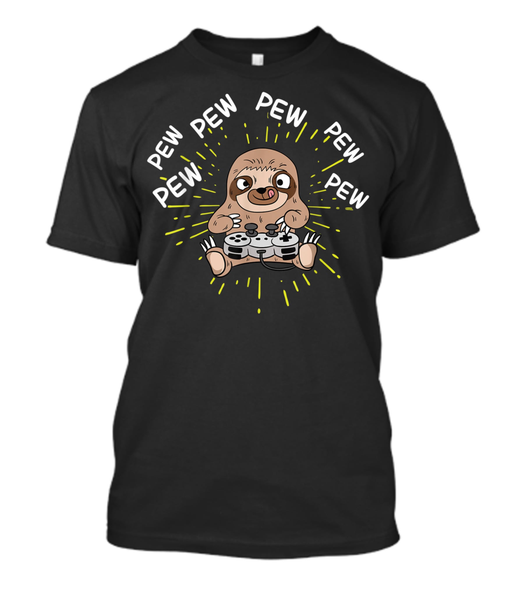 Pew Pew Pew Pew Pew Gamer Sloth Controller T-Shirt